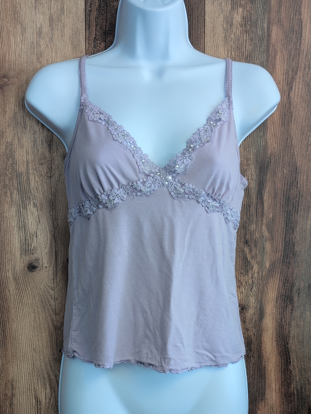 Victoria's Secret Lavender Lace-Trim Camisole Cami M          T217